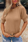 Knit Short Puff Sleeve Sweater