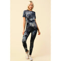 Tie Dye Round Neck Short Sleeve Top and Leggings Set  One Size