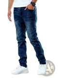 Men's Slim Fit Distressed Dark Wash Denim Jeans
