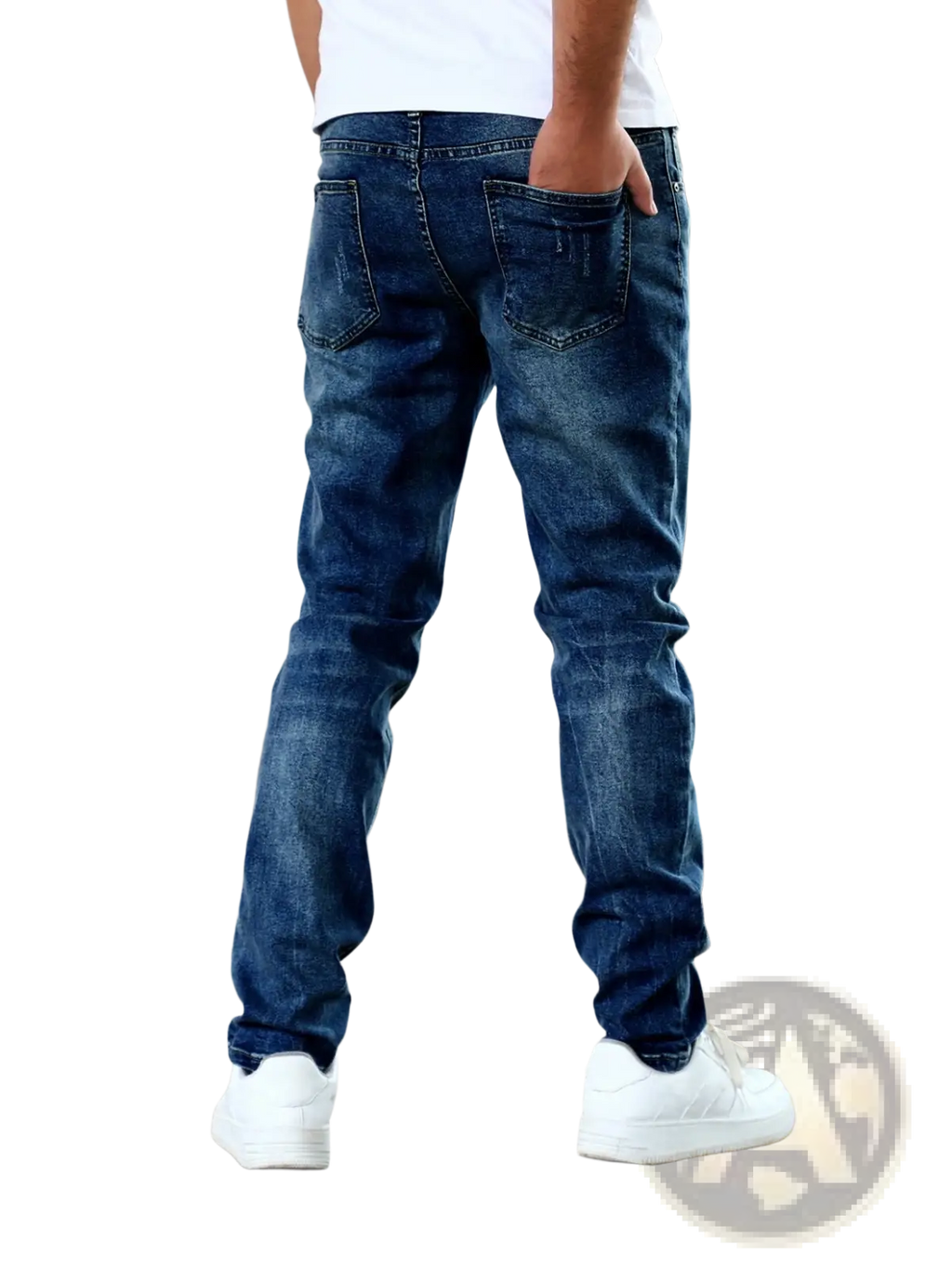 Men's Slim Fit Distressed Dark Wash Denim Jeans