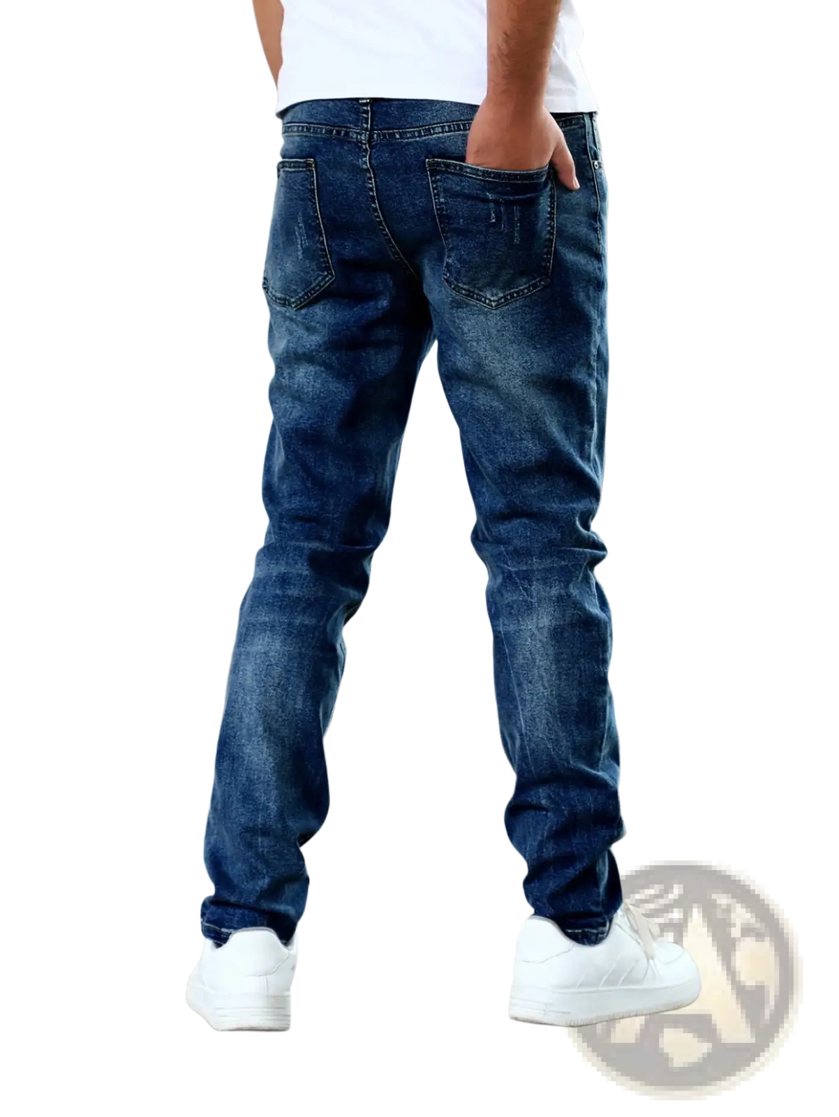 Men's Slim Fit Distressed Dark Wash Denim Jeans