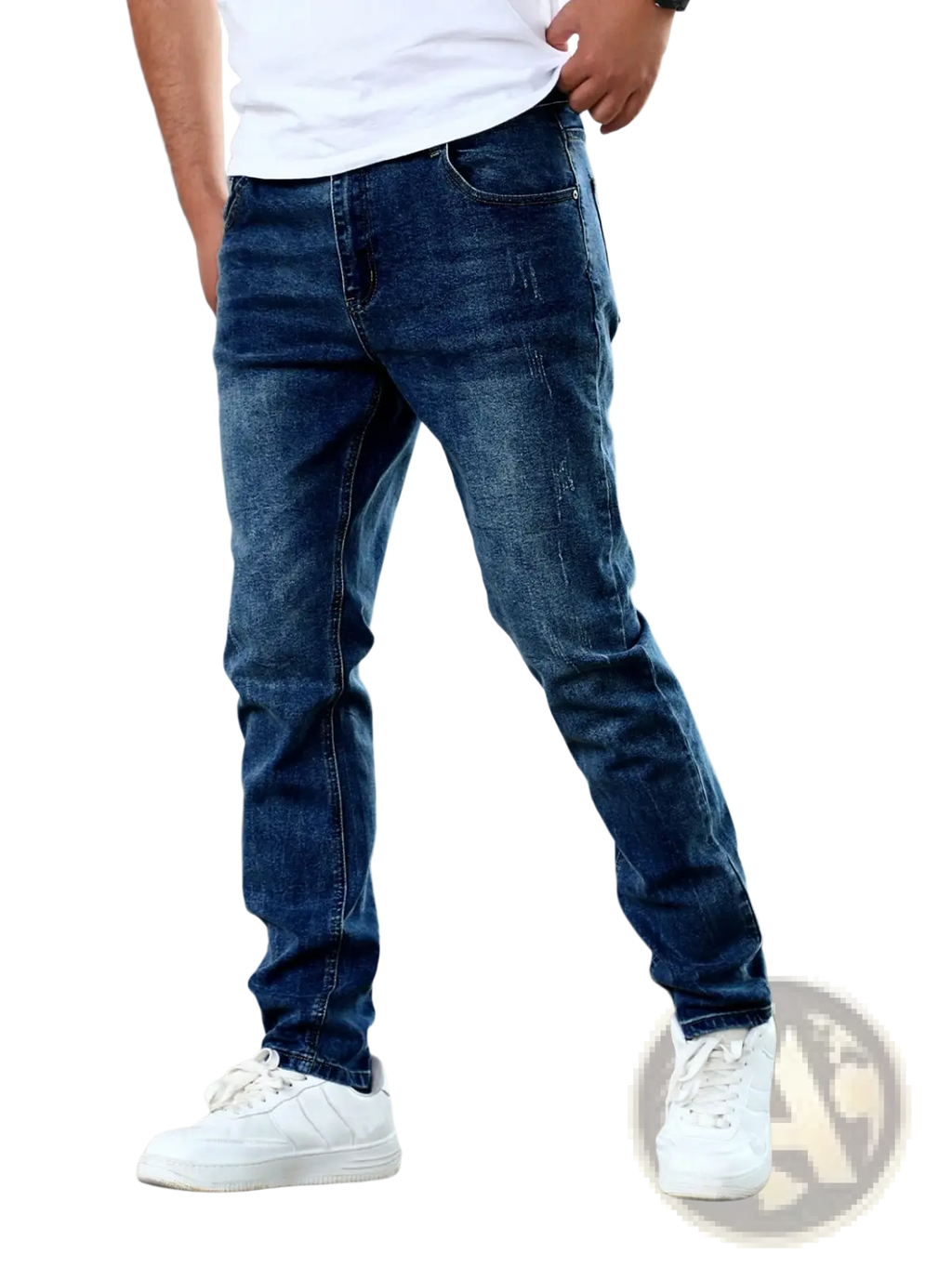 Men's Slim Fit Distressed Dark Wash Denim Jeans