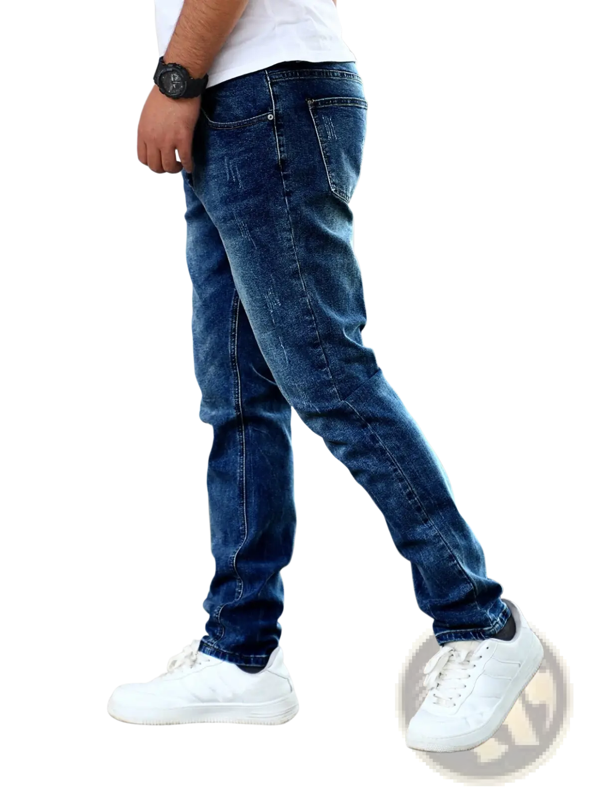 Men's Slim Fit Distressed Dark Wash Denim Jeans
