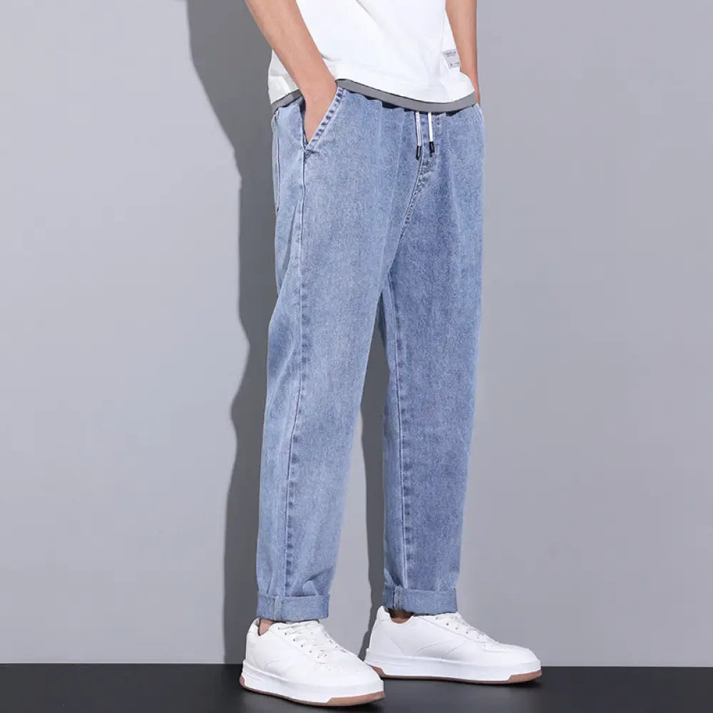 Men's Wide Leg Light Wash Denim Joggers