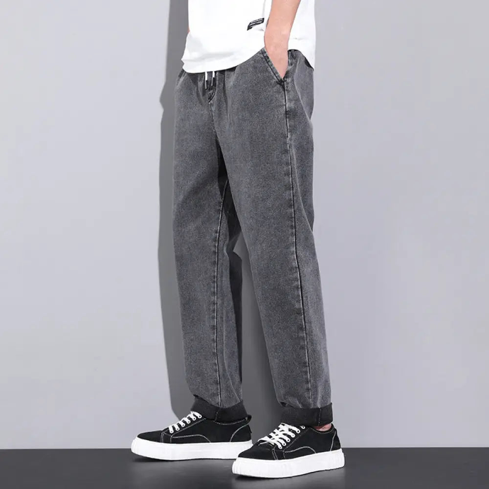 Men's Wide Leg Light Wash Denim Joggers