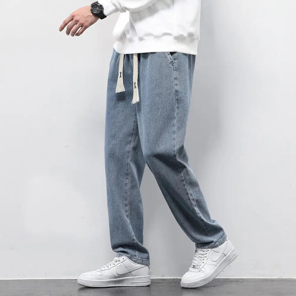 Men's Wide Leg Light Wash Denim Joggers