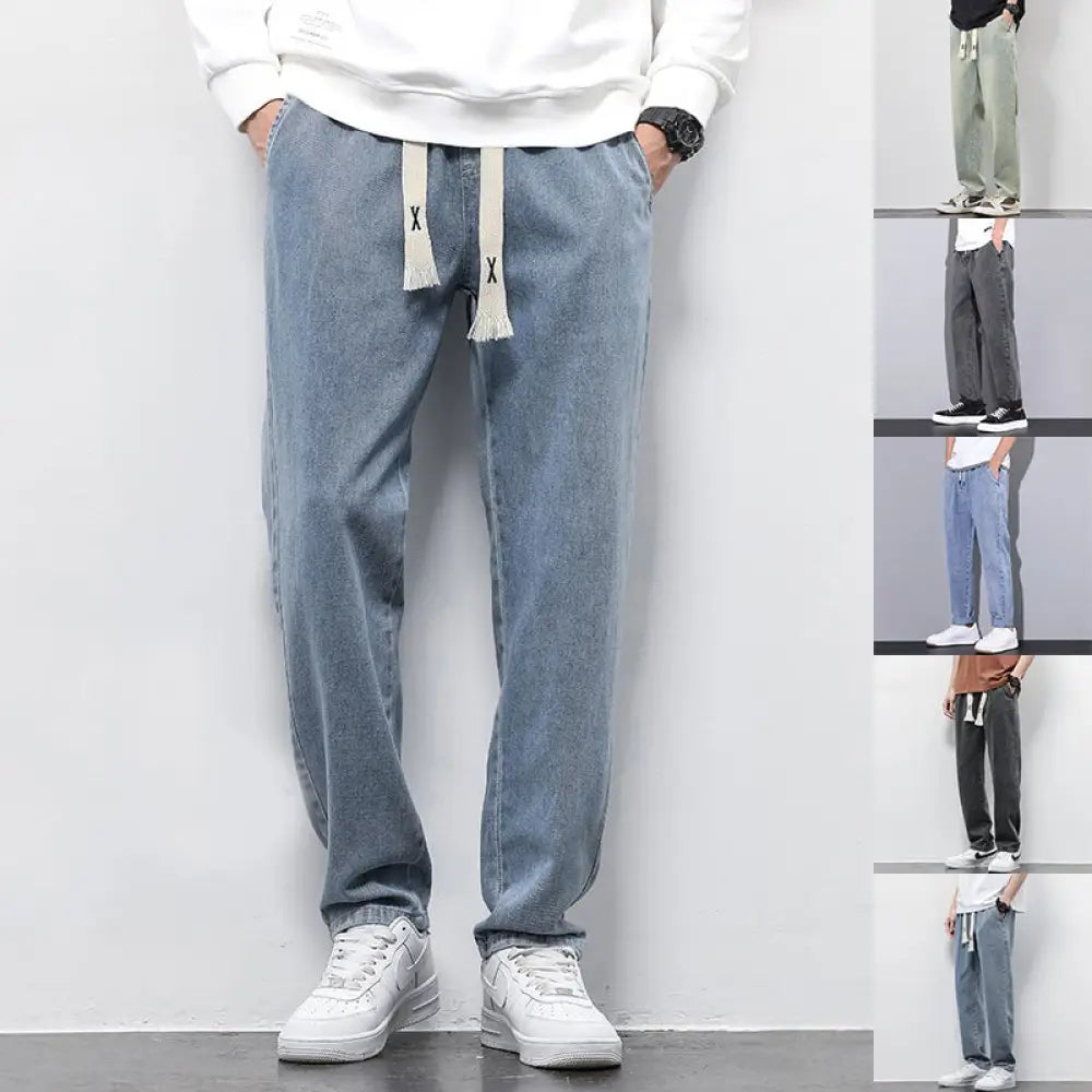 Men's Wide Leg Light Wash Denim Joggers