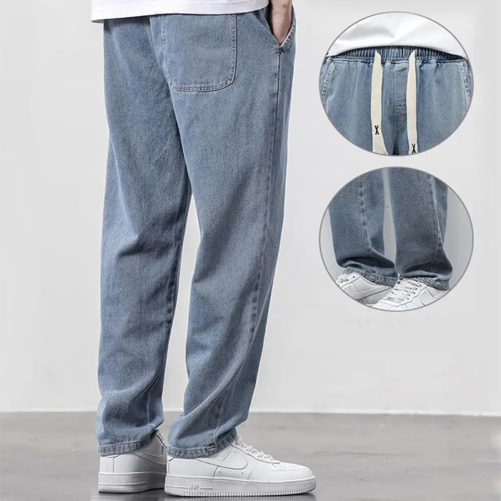 Men's Wide Leg Light Wash Denim Joggers