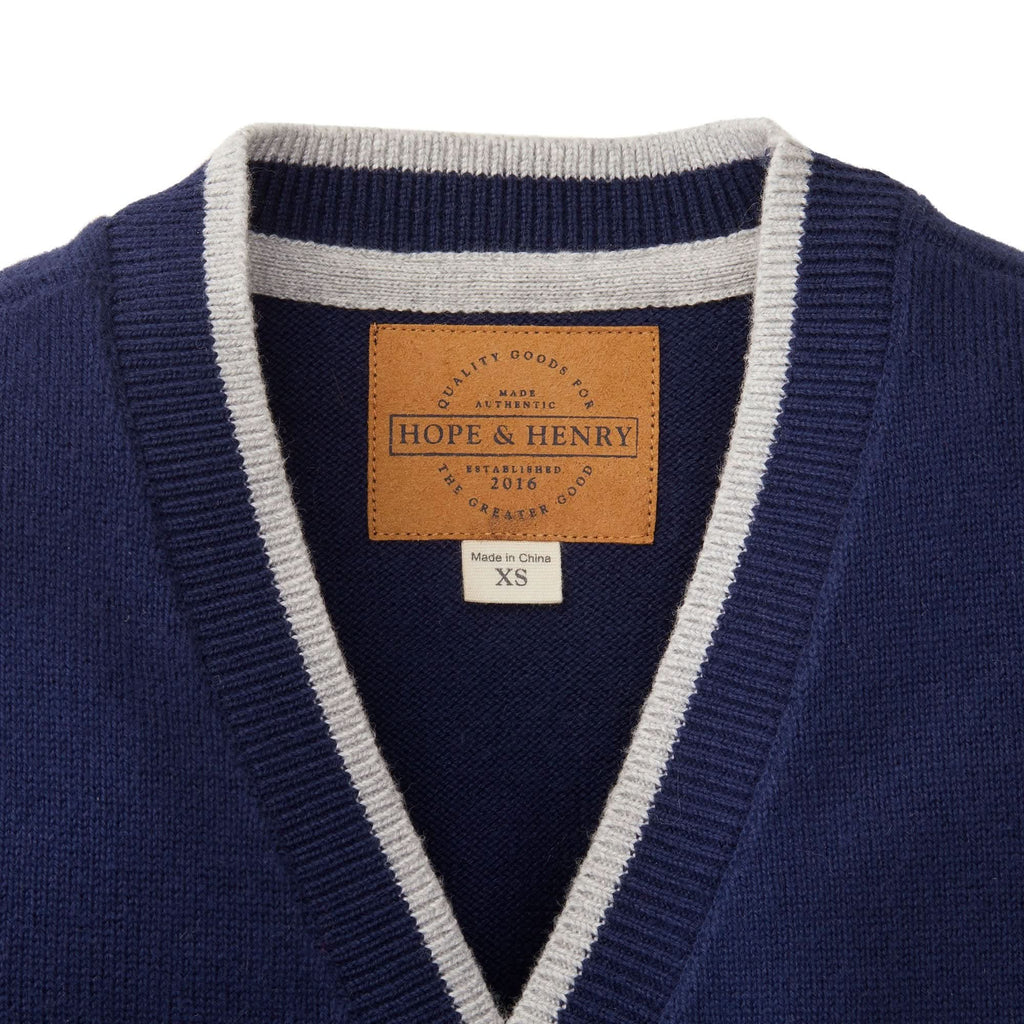 Tipped Organic Cardigan with Elbow Patches